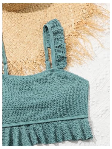 Image of Floerns Girl's 2 Piece Bathing Suit Ruffle Trim Summer Bikini Swimsuit