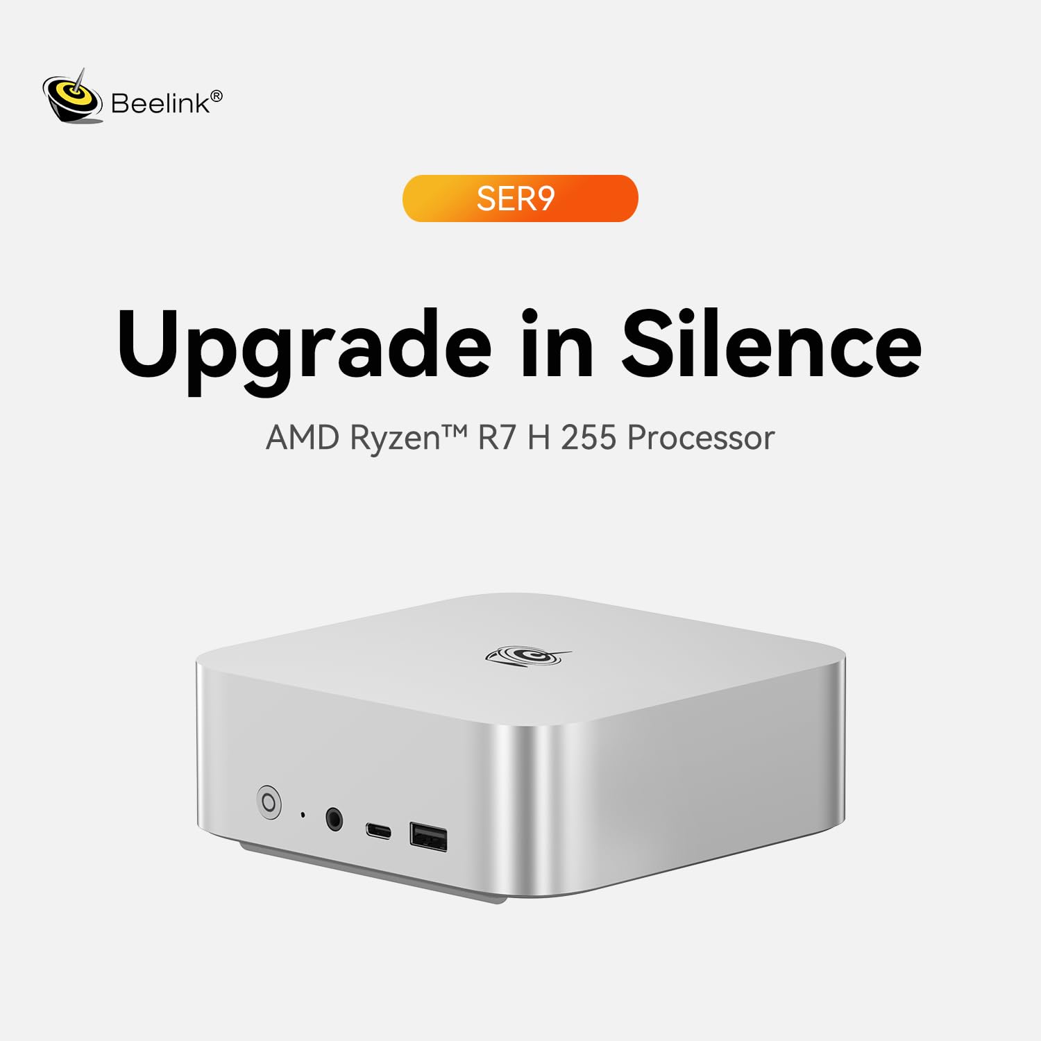 Beelink SER9 PRO Mini PC AMD Ryzen R7 H255 24 Go RAM LPDDR5X SSD PCIe 4.0 500 Go triple écran 4K USB 4 HDMI DP LAN 2,5 GHz WiFi 6 BT5.2 gris