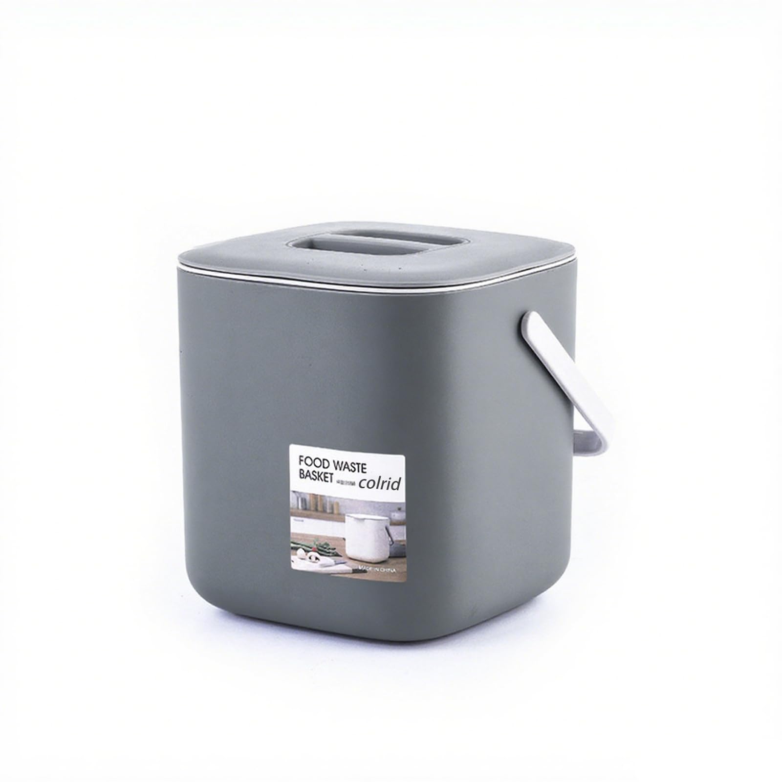 Compostiera da Cucina 4L con Filtro Carbone Attivo - Secchio Compost Biologico Antiodore & Lavabile Lavastoviglie - Pattumiera per Rifiuti Organici con Maniglia (Grigio)