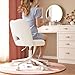 DurayLoly Vanity Chair with Wheels Armless, White Vanity Chair with Back,Ultra-Plush Fleece Cute Desk Chair, Small Office Chair Height Adjustable,for Make-up Room,Bedroom