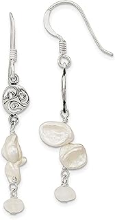 Brincos de prata esterlina 925 branco 5 9 mm barroco cultivada em água doce pérola da lua gota pendente lustre brincos de concha de pedra natural joias finas para mulheres presentes para ela, Pérola, Pedra da lua Pérola