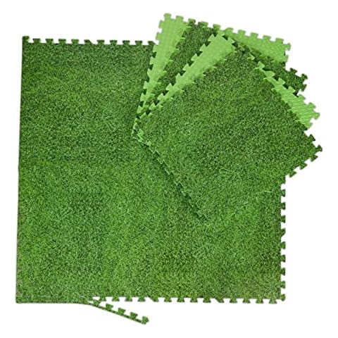 Relaxdays Bodenschutzmatte mit Motiv, 60x60 cm, 8 Puzzlematten mit Rand, Eva, 3m² Fläche Cover