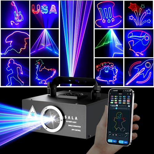 DJ Laser Light with App Control, 3D Animation Laser Projector for Party, Supports Custom Drawings, Text Playback, Personalized Programming, Sound Activated Laser Machine for Stage, Disco, KTV, Bar