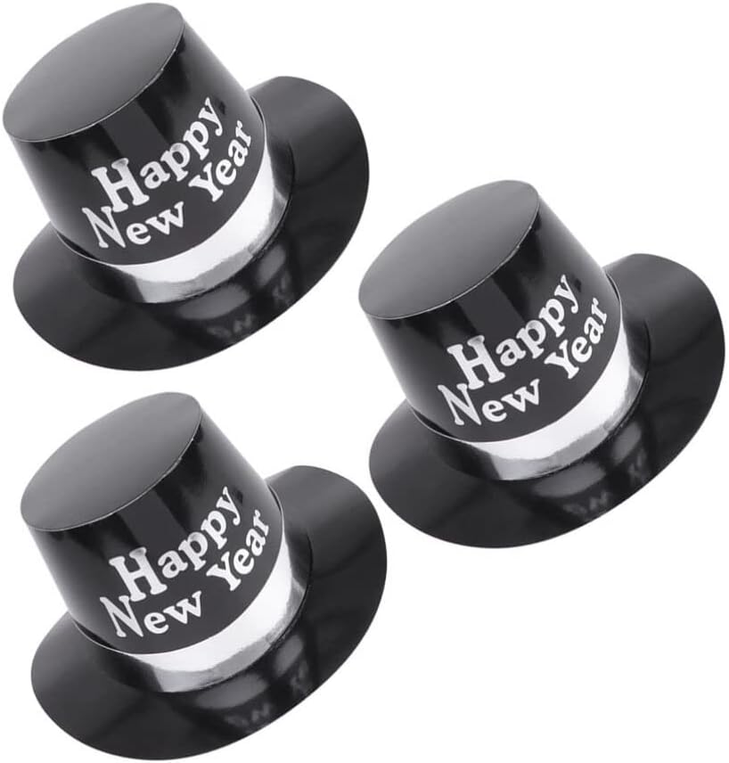 Amosfun New Years Party Top Hat, 3pcs 2024 New Year Eve Party Hat Nye