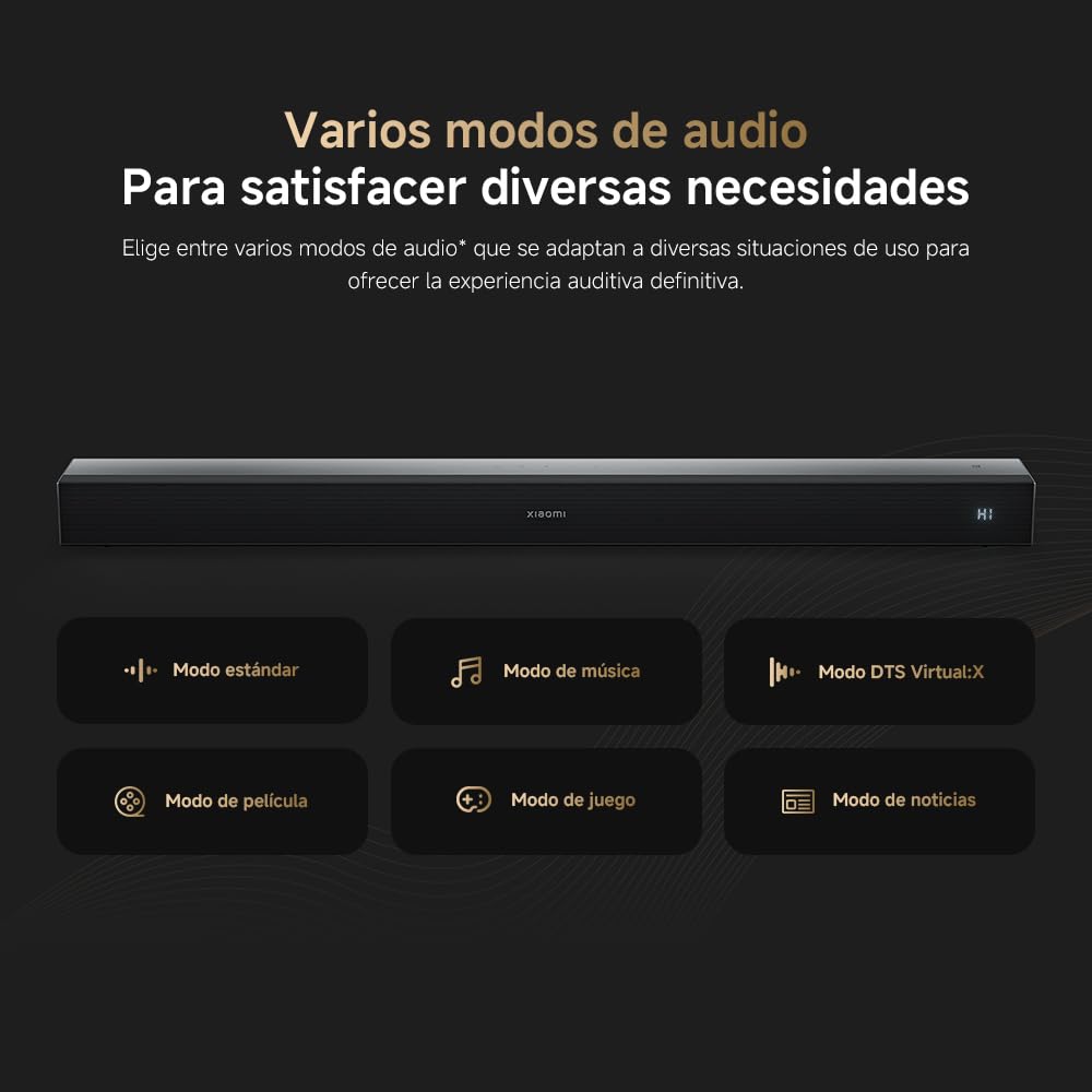 XIAOMI Soundbar Pro 2.1ch-Barra de Sonido TV de 300W con Graves potentes y subwoofer inalámbrico Externo. Compatible con Dolby Audio™ y DTS Virtual:X. Conexiones HDMI ARC/Óptico/Coaxial/Bluetooth