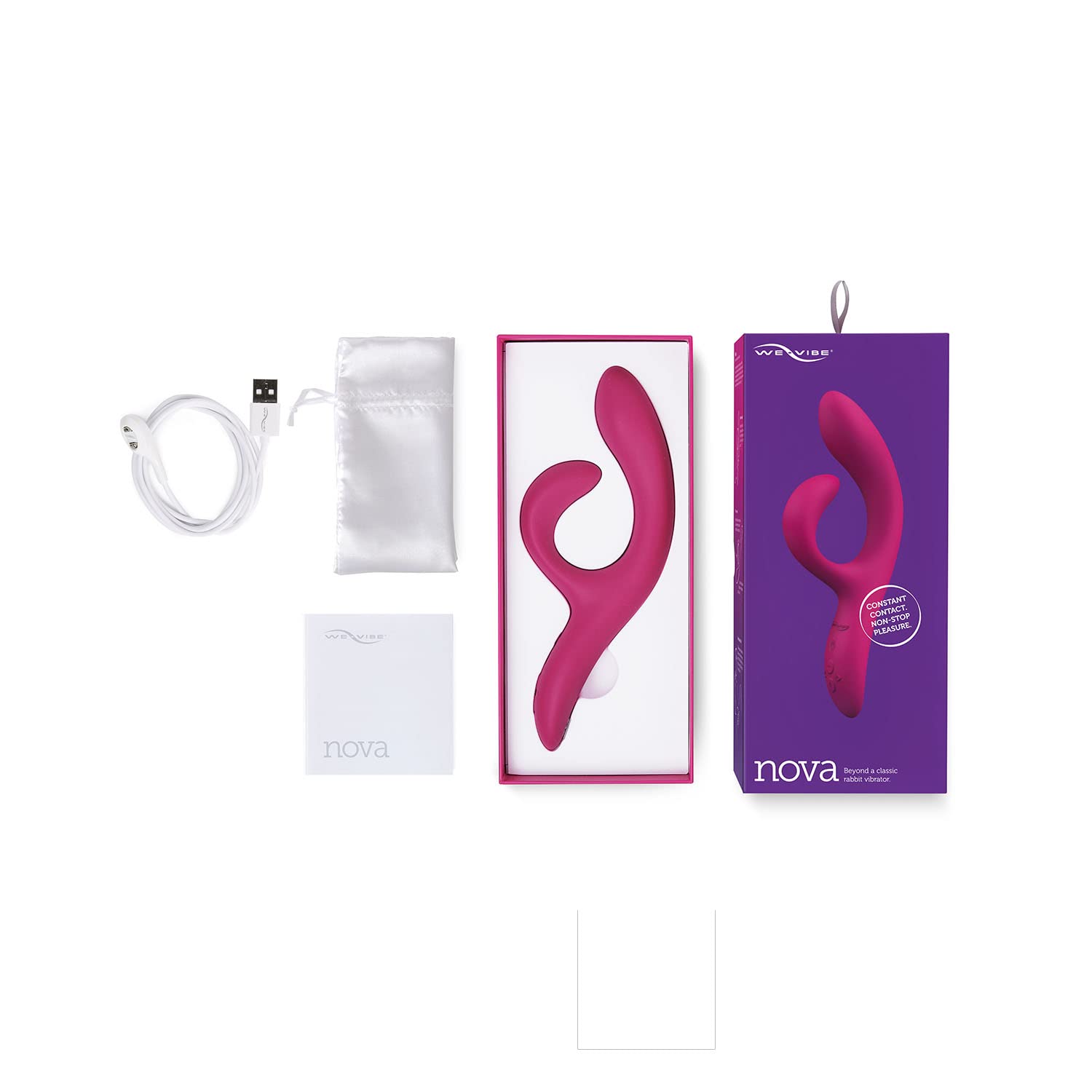 We-Vibe Nova 2 Vibratore Rabbit per Donna - Clitoride e Punto G - 10+ modalità - Flessibile - Doppia stimolazione - Controllo App a distanza - Stimolatore Massaggiatore Clitorideo - Impermeabile