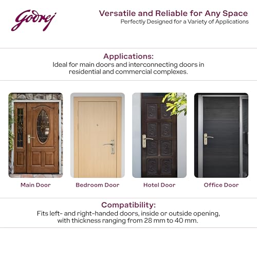 Image of Godrej Mortise Lock | BM 01 Handle Lock Set | 200mm Lockbody | Europrofile Cylinder 60mm Knob from Inside | for Home & Office | Antique Brass Finish | 3 Keys | Double-Throw Deadbolt | 5 Year Warranty