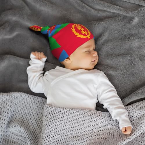 Baby Beanie Eritrean Flag Knotted Hat - Soft, Warm, Comfortable, Headwear for Newborns, 0-6 Months Black4