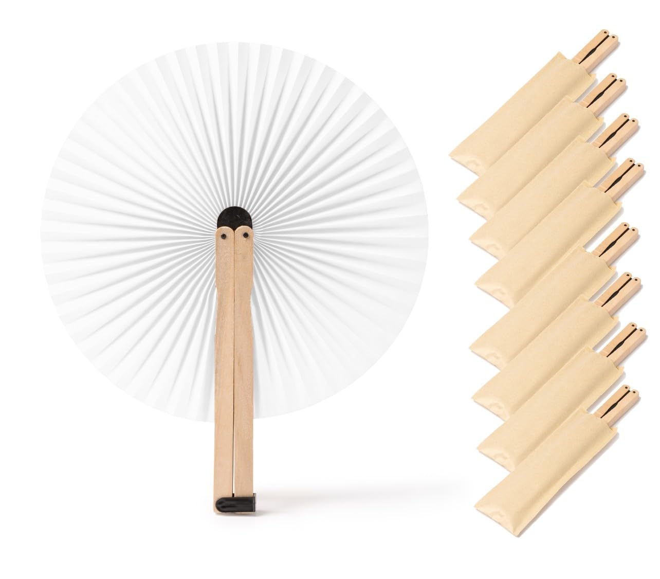 Lote de 20 pai pai plegable de madera y poliester, diseño elegante y diferencial, práctico y decorativo para regalar a los invitados en bodas y celebraciones al aire libre, detalle duradero