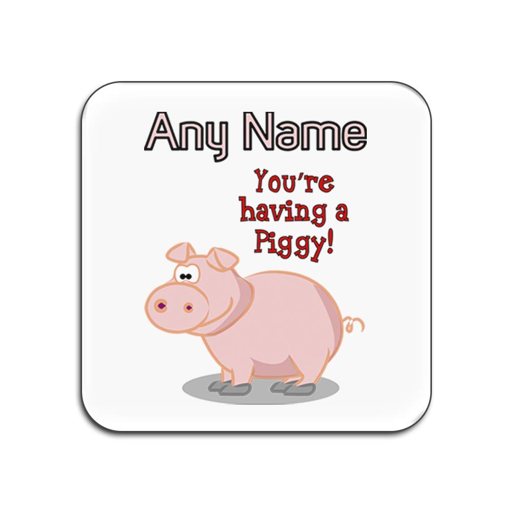 Dessous-de-verre You are Having A Piggy blanc lot de 4 carrés brillants