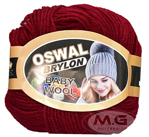 Image of OSWAL 100% Acrylic Wool Deep Red 8 GMS Wool 4 ply Wool Ball Hand Knitting Wool /Art Craft Soft Fingering Crochet Hook Yarn- Art-AEBB