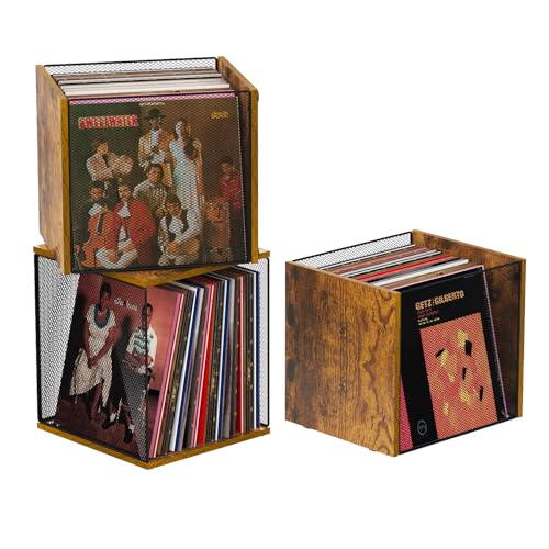Honkazita 1 Cube Record Holder Vinyl Record Storage Furniture - DIY Stackable 40-55 Records...