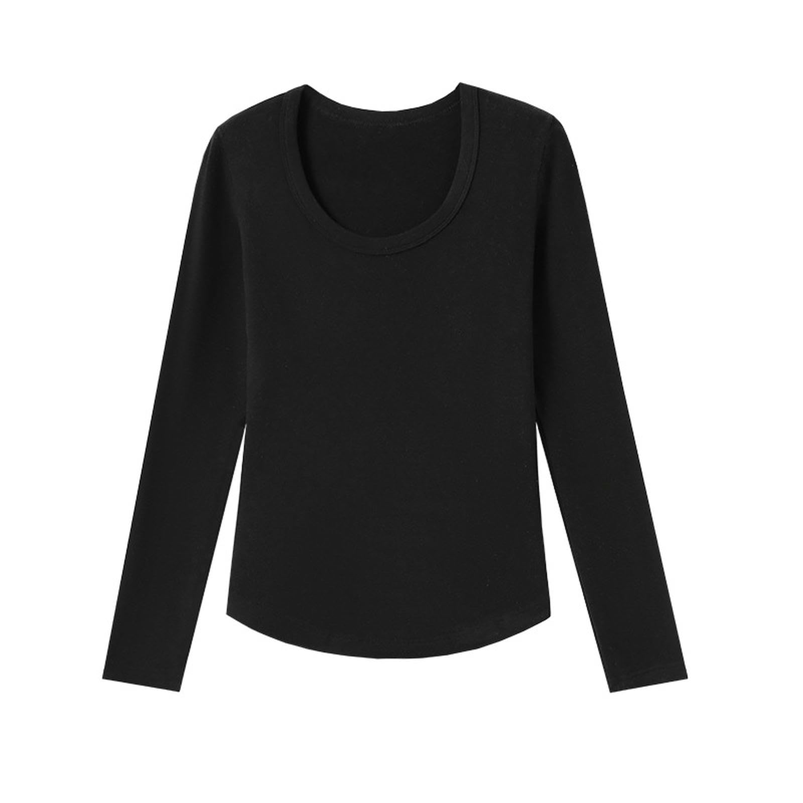 Maglia Termica Tops Autumn E Winter Silk Round Neck Color Solid Slim Fit per Le Donne-Bianco-l