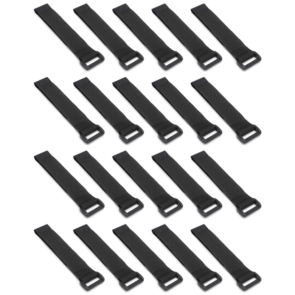 Udsknv[Ksl Black Fixmee Nylon Ribbon Fastener 20Pc 2Cm X 80Cm Magic Cable Ties-Hook And Loop Straps