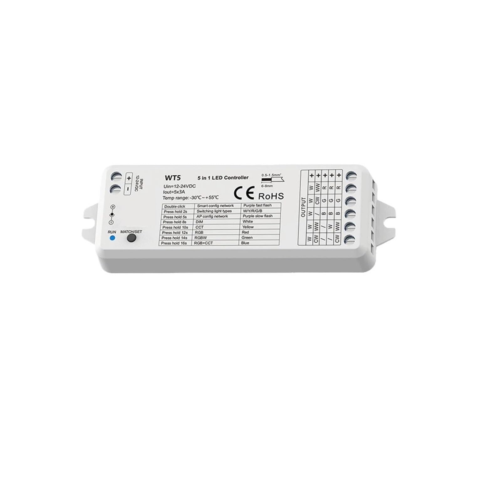 Atenuador LED universal para sistemas RGB CCT con reproducción musical