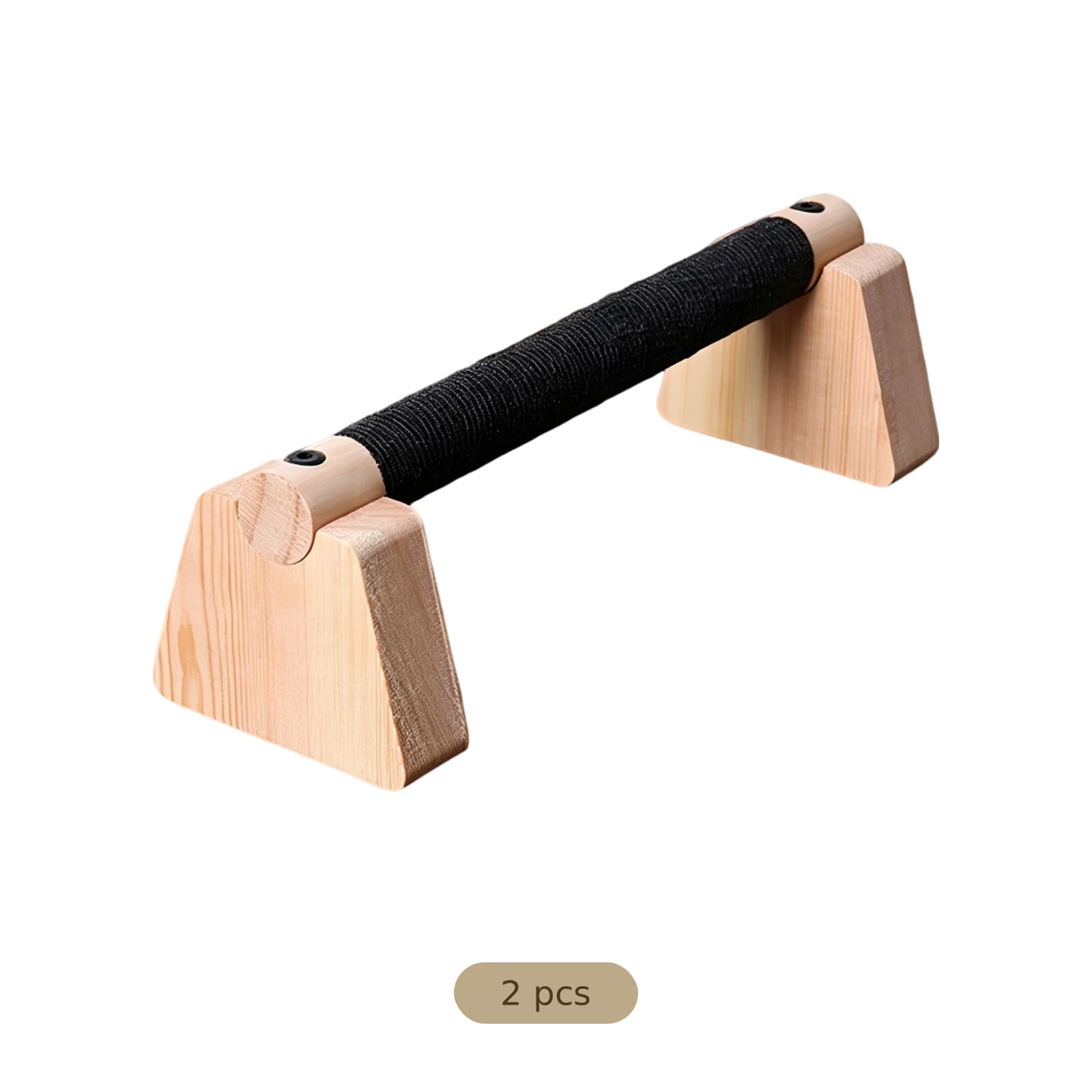2 szt. drewniana podpórka push-up, 9,8 x 1,2 cala lite drewno do treningu siłowego, z uchwytem, antypoślizgowym uchwytem i trójkątną podstawą podpierającą, do L-sit, dipów, ćwiczeń rdzeniowych