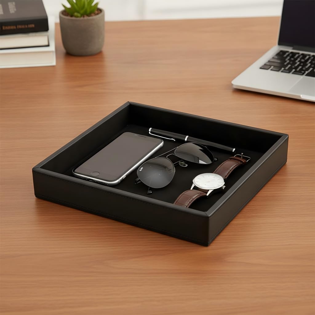 Valet Tray Organizer for Men,EDC Desk Organizer,Black image 5
