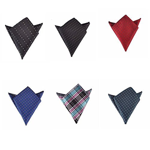 Hello Tie Men's Jacquard Pocket Squares Handkerchiefs 6pcs/lot Multicolor