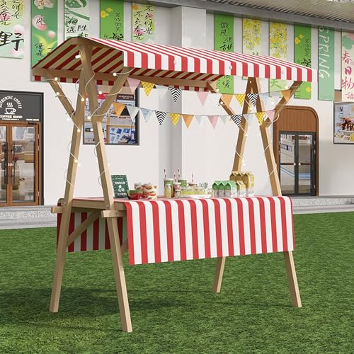 Carrito de mercado plegable con toldo, puesto de comida portátil al aire libre para vendedores ambulantes y eventos