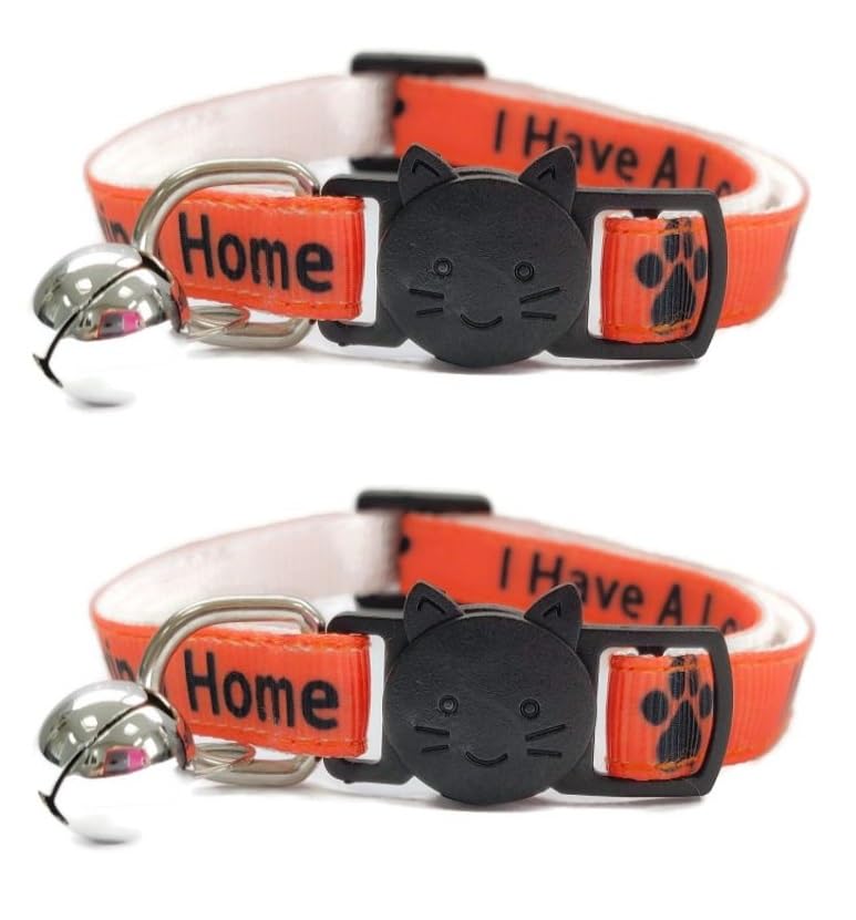 Worded Cat Collars - Please Do Not Feed Me, I Am Microchipped, Multicolour, Pack of 2