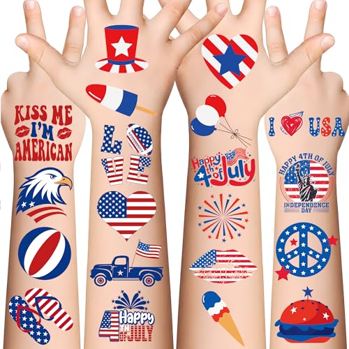 4th of July Outfits for Women - 120 Pack Red White and Blue USA Flag Patriotic Tattoos for - image 1