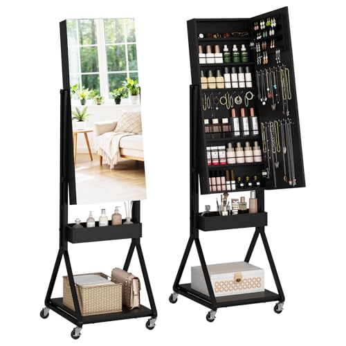 Reviews de Cajonera Con Espejo los 5 más buscados. 49 Armario Joyero Espejo Giratorio Organizador de Pie con Ruedas, Espejo de Cuerpo Entero con Espejo con Almacenamiento de Joyas de 360°, Gran Capacidad armario Organizador de Joya,...