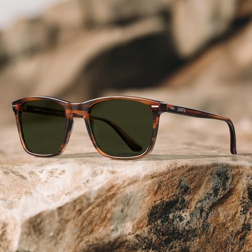 CARFIA Rectangle Polarized Sunglasses for Men UV400 Protection Narrow Face Lightweight Acetate Driving Glasses3