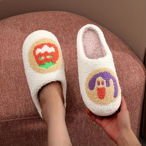 Image of LNERIP Animal Slippers Fruit Slippers Plant Slippers Various Cartoon Patterns Fluffy Soft Memory Foam Retro Indoor Outdoor Home Couple Shoes