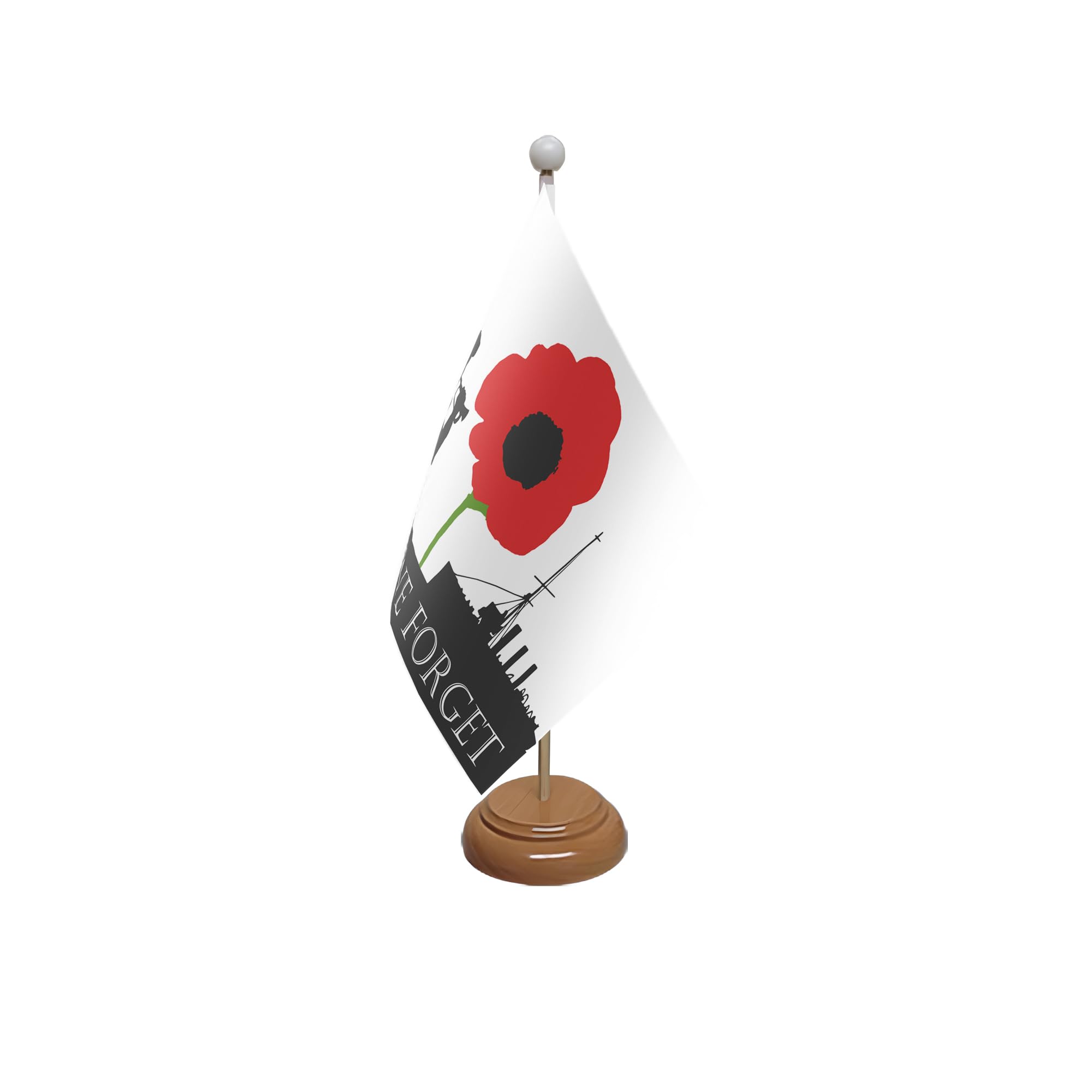 Flagtex Lest We Forget (Navy) Wooden Table Flag With Wooden Base