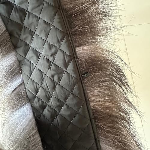 Fluffy Collar Grey Silver Fur Fox for winter coat parka hood 75 cm Mens and Womens4