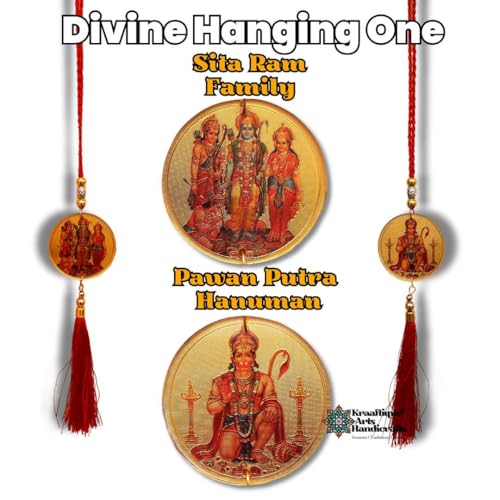 Image of Premium Gold Plated Hanging Combo Pack (Set of 2) | Sita Ram Family, Panchmukhi Hanuman Locket | Divine Hanging for Good Vibes & Positivity