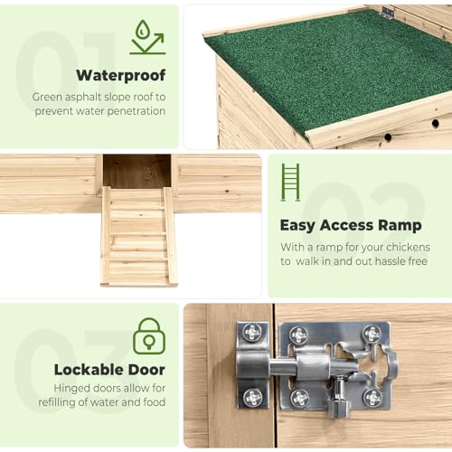 Unovivy CHICKEN COOP HEN HOUSE Poultry Cage With 2 Chicken Nesting Box & Ramp thumb #2
