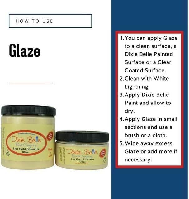 Dixie Belle Glaze | Water-Based Paint Glaze | Paint Finish for Stippling and Color Washing | DIY Home Décor Glaze | Made in the USA (Pearlescent, 8 Fl Oz (Pack of 1))