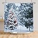 Bovlleetd 152x183cm Winter Schnee Duschvorhang Hängende Laterne Weihnachtsbaum Badezimmervorhang 3D Kiefernwald Duschvorhang Wasserdichter Badevorhang mit Haken für Badezimmerdekoration