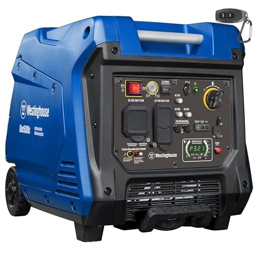 Westinghouse 5000 Peak Watt Super Quiet Portable Inverter Generator, Remote Electric Start with Auto Choke, RV Ready 30A Outlet, Gas Powered, CO Sensor, Parallel Capable
