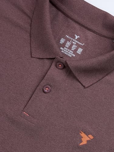 Image of TECHNOSPORT Men's Polyester Slim Fit Self-Design Short Sleeve Polo Matpiq T-Shirt with Anti Microbial, Techno Dry for Regular and Casual Use
