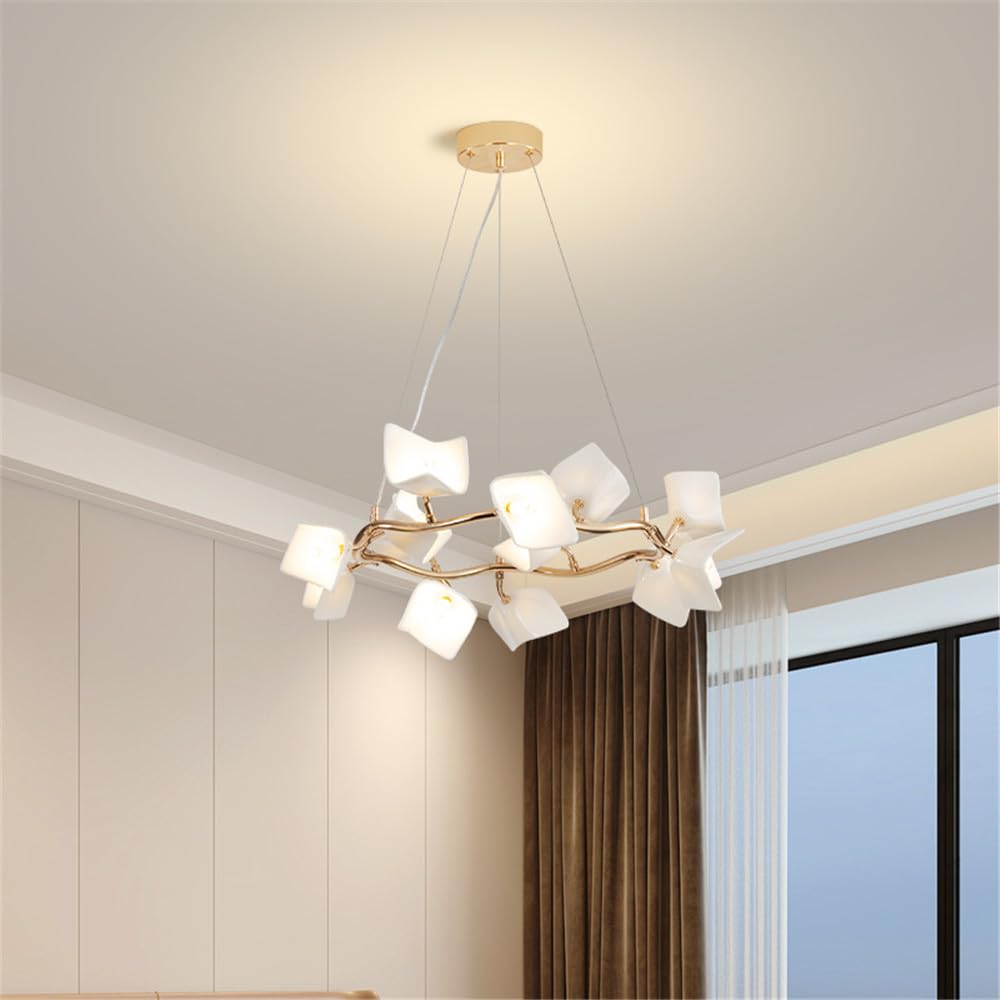 CSXSXAUO Contemporary Ceramic Living Room Chandelier LED Fashion Art Restaurant Bedroom Study Villa Hotel Cafe Bar Counter Pendent Lamp (D D60CM)