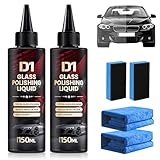 2 Stück D1 Glass Polishing Liquid, Autopolitur Kratzer Entfernen, Ölfilmentferner Autoglas, Glaspolierpaste, Antibeschlag-hydrophob-Beschichtungsspray, Entfernt Wirbel, Kratzer, Wischerspuren und Ölfi