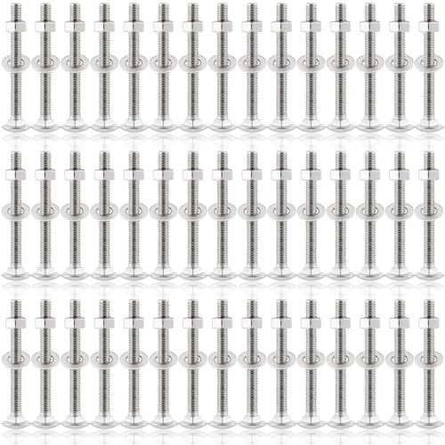 Image of Zonon 50 Sets 5 /16-18 x 2-1 /2 inch Stainless Steel Carriage Bolts and Nuts Kit Round Head Square Neck Carriage Bolts Screws and Hex Nuts and Flat Washers, Stainless 18-8 Full Thread Coverage (Silver)