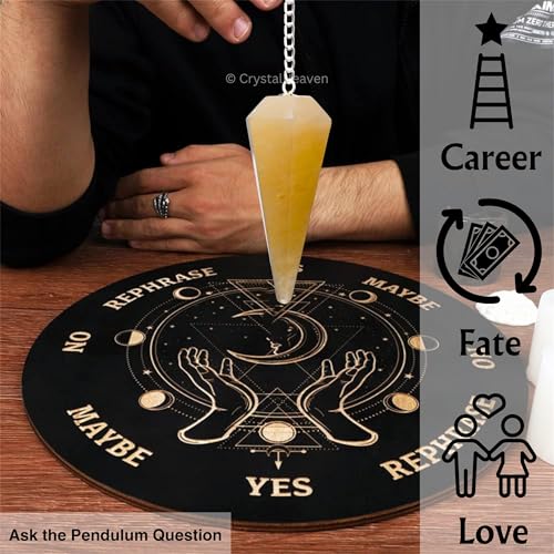 Image of Certified Yellow Aventurine Pendulum Dowsing Tool - Natural Crystal Pendulum for Spiritual Guidance - Premium Dowser Pendulum for Accurate Divination and Energy Healing - Perfect for Energy Healing and Chakra Balancing - Handcrafted with Precision and Elegance