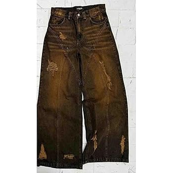 Men's Vintage Ripped Jeans, Hip-hop Workwear Denim Pants