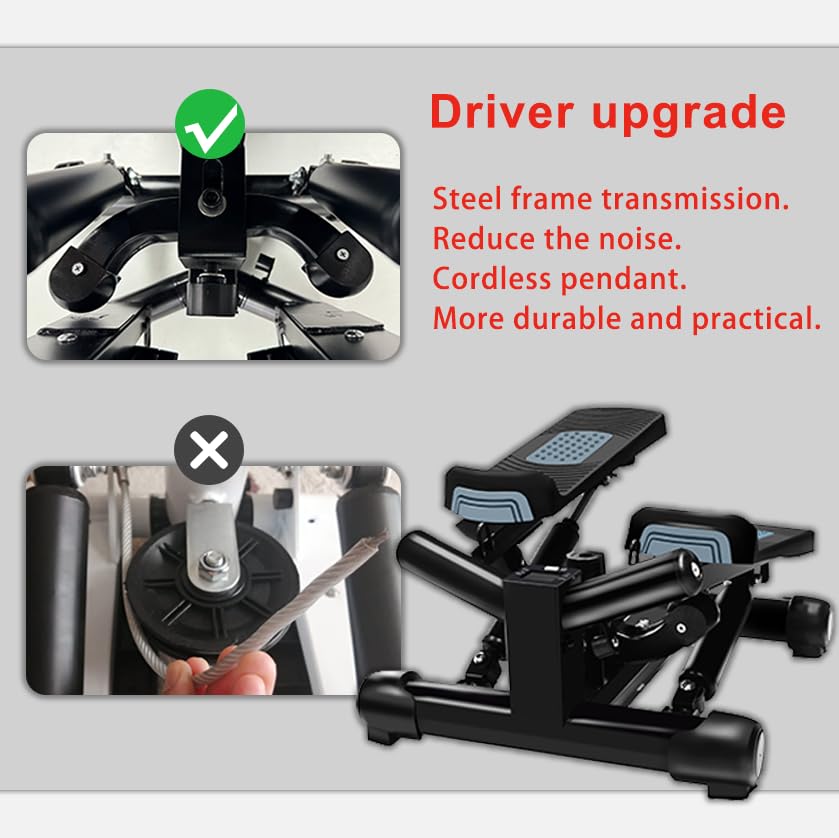 Image of Exercise Stepper with Resistance Bands & Digital Monitor Stair Exercise,Twist Mini Steppers with Max 330LBS Loading Bearing Portable Home Exercise Equipment