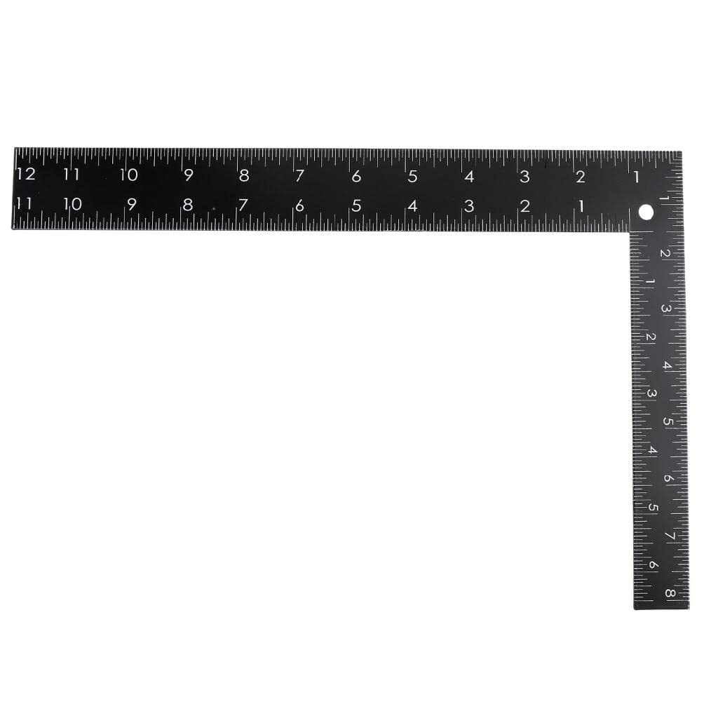 Metal L-Square Shape Ruler Sewing Measure Professional Framing Square Ruler Black for Carpenter Tailor DIY Sewing Measurement Ruler Bevel Height Depth Gauge Angle Protractor Azimuth Foldable
