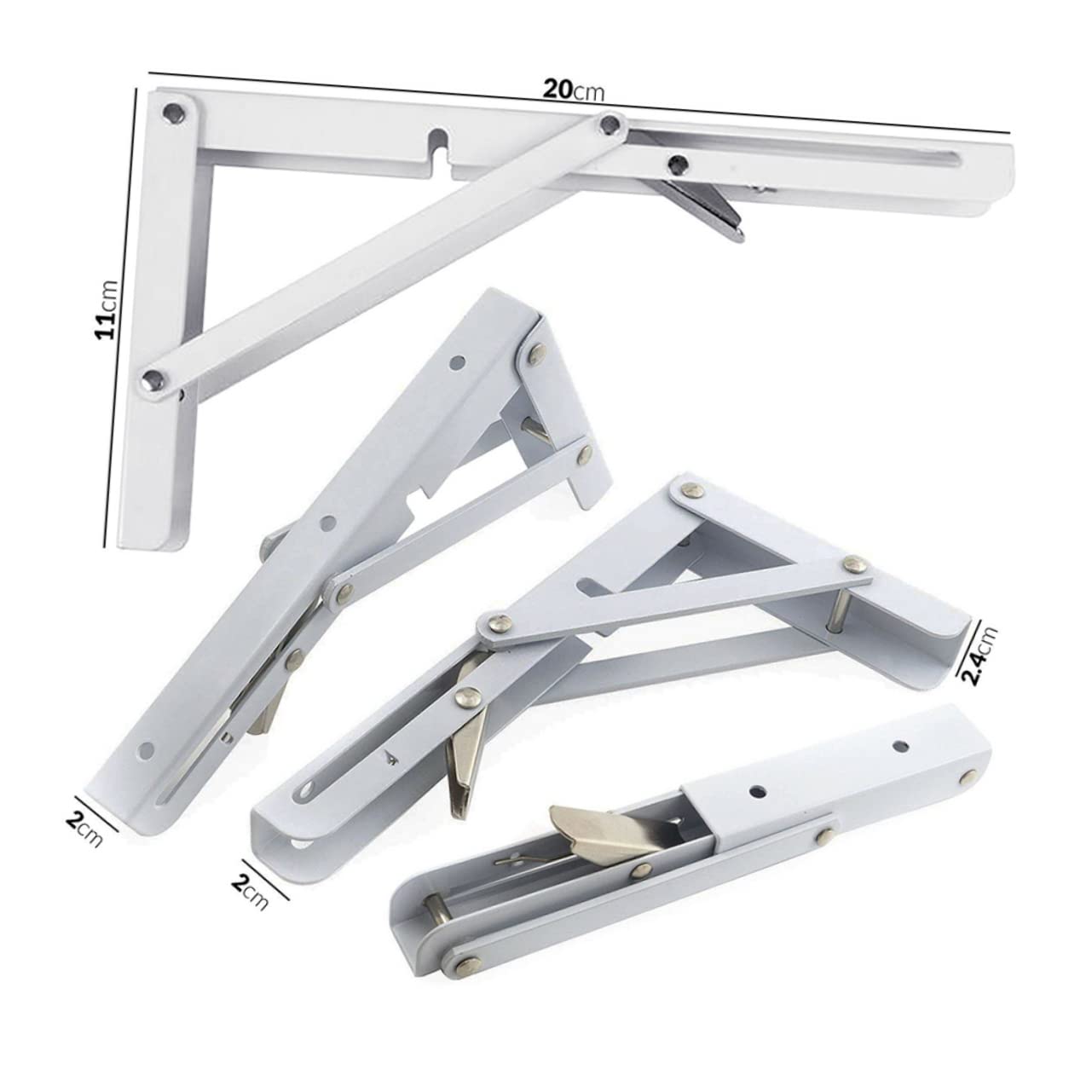 DECHOUS 2 Pezzi Staffe Pieghevoli Triangolari in Acciaio, Reggimensola 40cm Carichi Pesanti, Supporto Muro per Mensole e Tavolo, Bianco