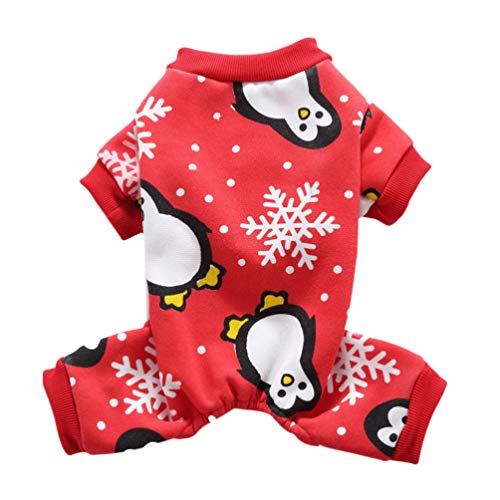 POPETPOP Dog Pajamas Pet Clothes Cat Onesie Dog Onesie Jumpsuits Pet Christmas Costume - Size, Red - Image 2