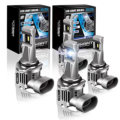 NOVSIGHT 9005 9006 LED Headlights Combo, 9005/HB3 for High Beam 9006/HB4 for Low Beam, 26000 Lumens 110W Super Bright LED Headlight Bulbs Conversion Kits , 6500K Cool White IP68 Waterproof, Pack of 4