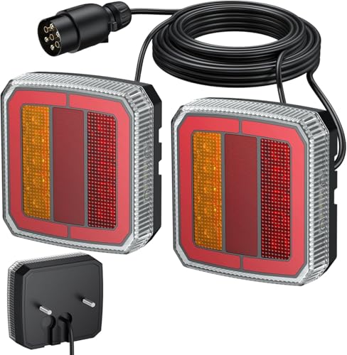 AUTOUTLET Feu arrière de remorque à 7 broches Montage à Vis Lampe Pour Remorque e-Mark E9 E57 40 Ampoules Led Ip65 Éclairage Multifonctionnel Étanche...