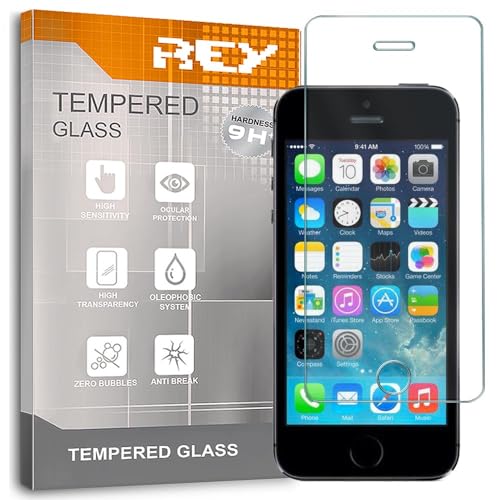 REY 2X Protector Pantalla para iPhone 5/5S/5C/SE, Cristal Vidrio Templado Premium
