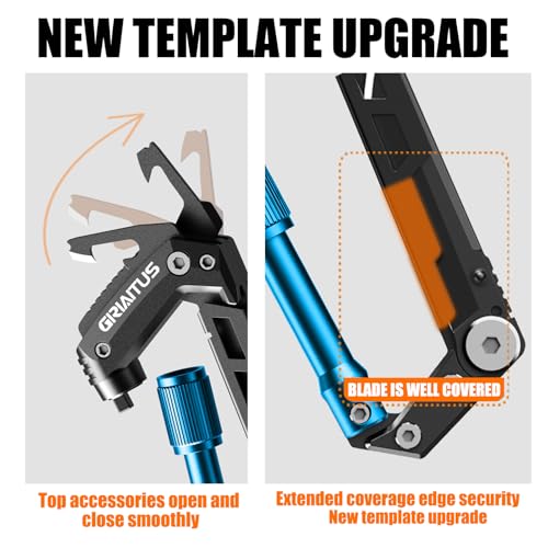 Image of Carabiner Multitool with Pocket Knives, EDC Carabiners, Serrated Knife, Rope Cutter, Screwdriver, Can Bottle Opener, Ruler, Folding Knife for Camping Hiking, Stocking Stuffers Gifts for Men (Blue)