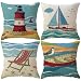 ULOVE LOVE YOURSELF Beach Pillow Covers 4 Pack Cotton Linen Coastal Throw Pillowcases Sea Theme Cushion Cover 18 x 18 inch (Sea-1)